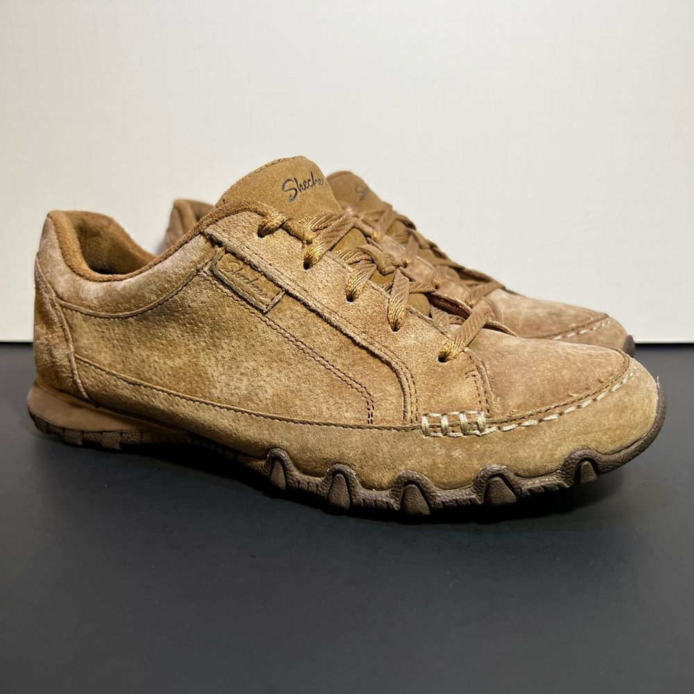 Womens Skechers Relaxed Fit Bikers Curbed Brown Suede Sneakers / Size 8.5